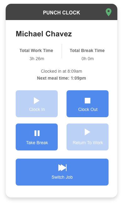AgSquared punch clock application screen