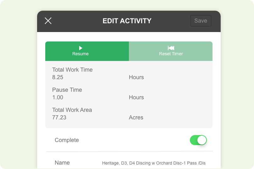 Work tracking activity editor